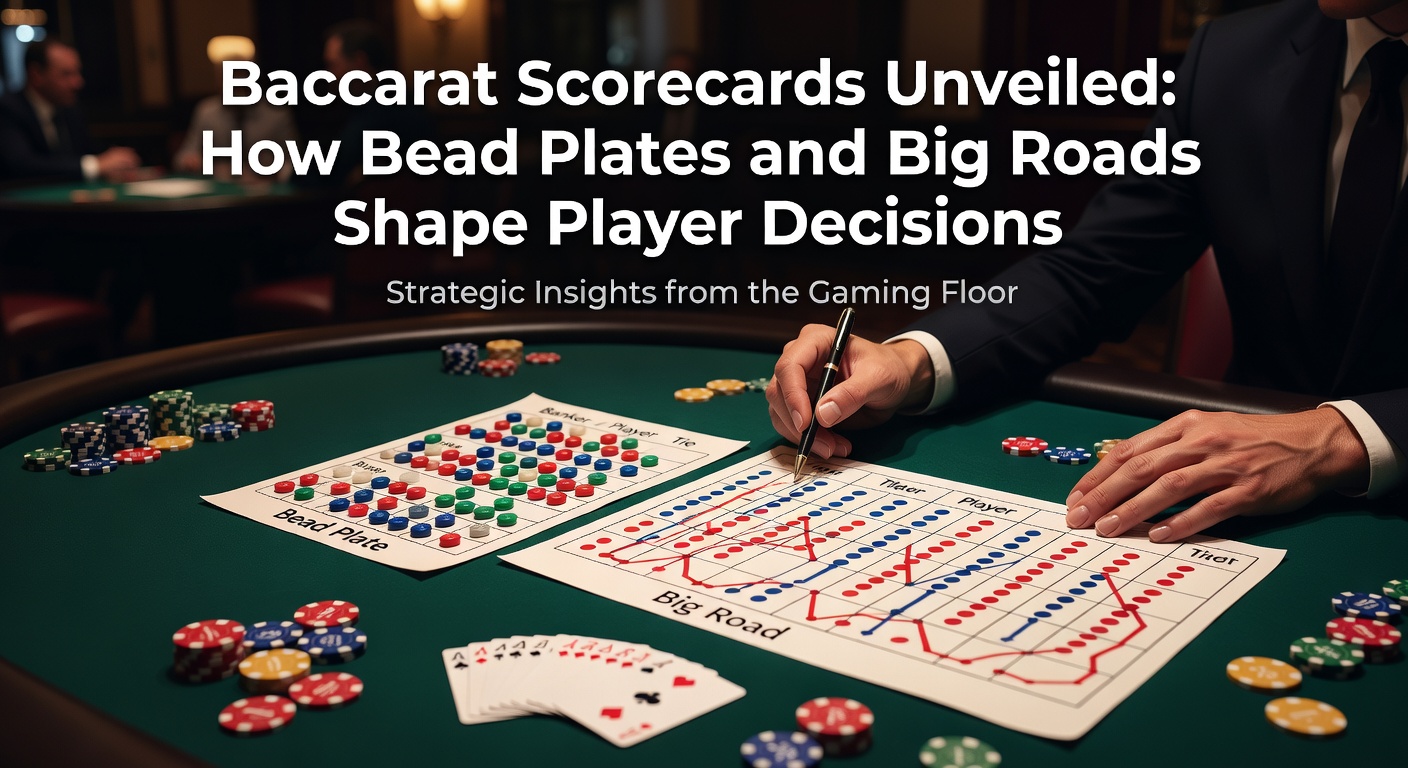 Detaillierte Darstellung einer klassischen Baccarat Bead Plate Scorecard mit farbigen Kreisen für Banker, Player und Tie