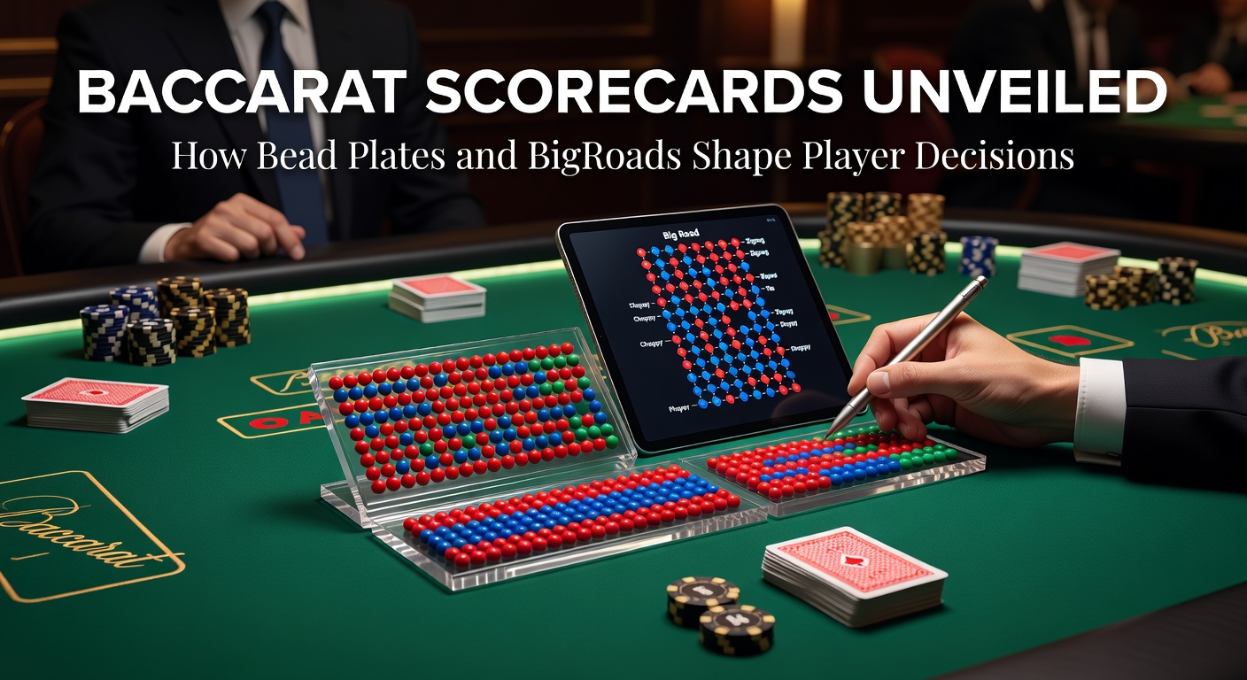 Vergleich einer Big Road Scorecard mit markierten Streaks und Mustern in einem Baccarat-Spiel