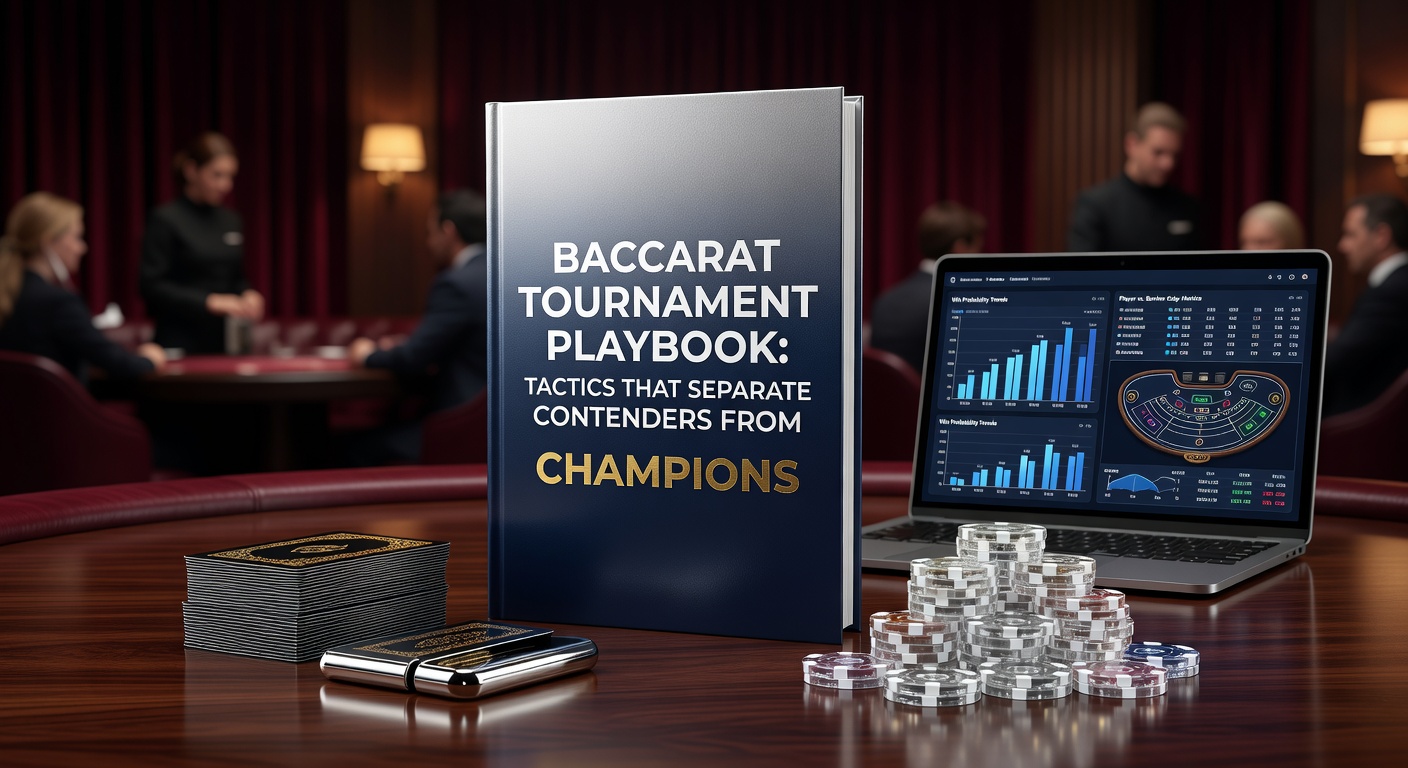 Nahaufnahme eines Baccarat-Turnier-Finals: Spieler analysieren Scorecards, hohe Stakes, Spannung in der Luft