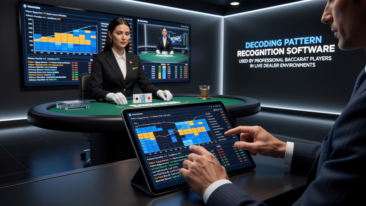 Software-Dashboard zeigt Musteranalysen während einer Live-Baccarat-Session