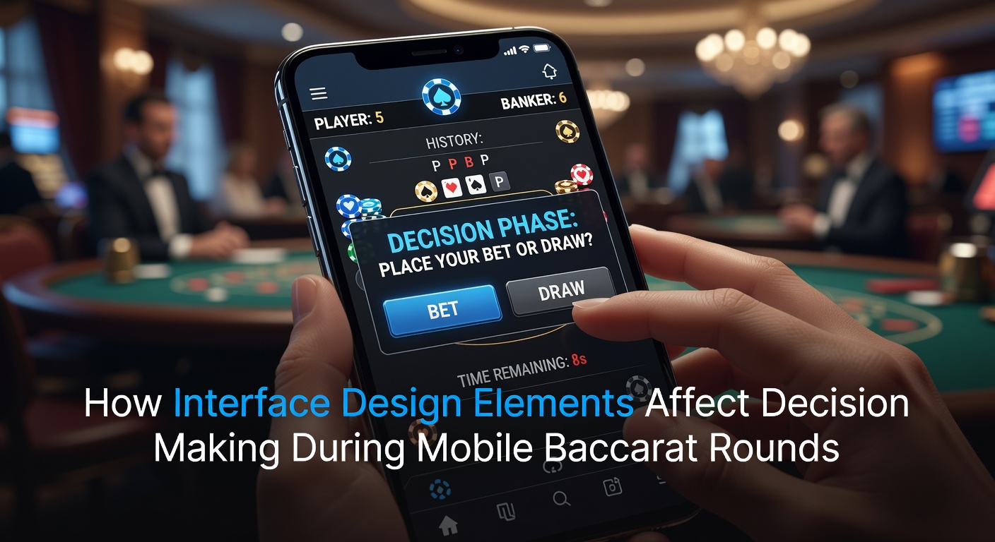 Mobile Baccarat-Schnittstelle mit farbigen Buttons und Kartenanzeige auf einem Smartphone-Display