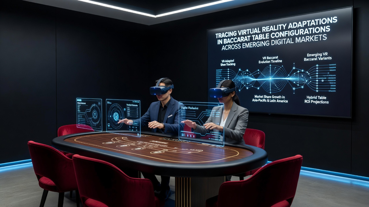 Detailansicht einer VR-Baccarat-Tischkonfiguration mit angepassten Dealer- und Spielerpositionen